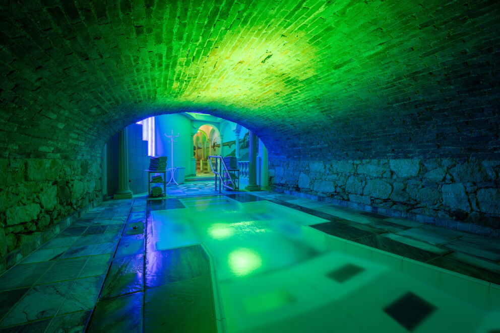 Genießen Sie eine entspannende Pause im Salz-Whirlpool im Wellnesshotel Das-Schmidt am Neusiedlersee  © Manfred Sodia Photography