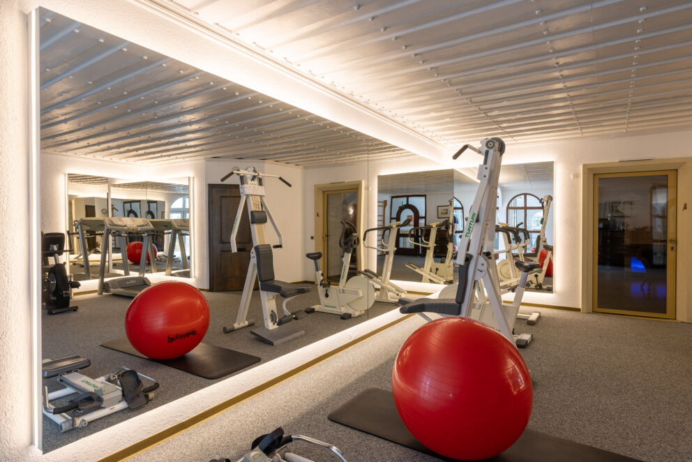 Moderner Fitnessraum mit großem Spiegel und modernen Geräten im Hotel Das-Schmidt im Burgenland ©manfred-sodia-photography