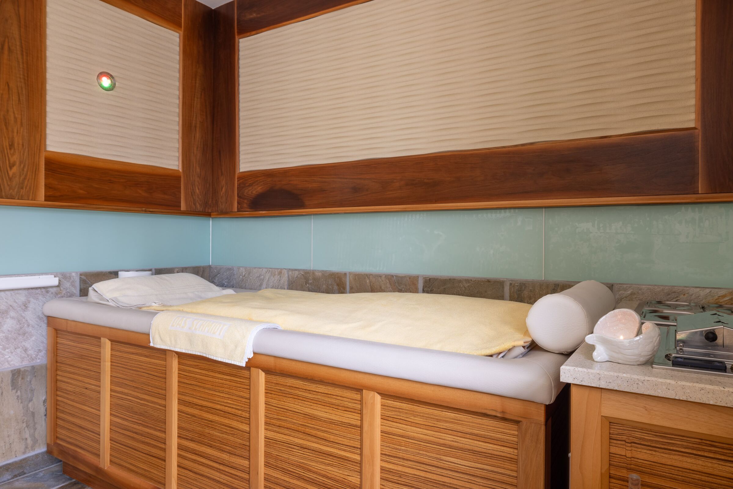 Comfortable massage table for soothing and relaxing massages at Hotel Das-Schmidt © Manfred Sodia Photography