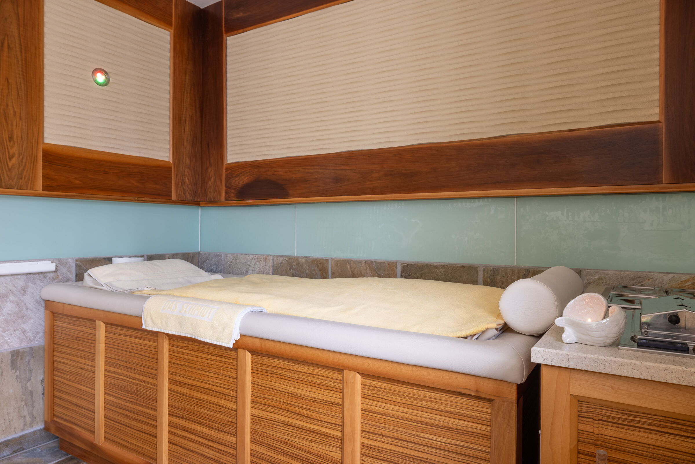 Comfortable massage table for soothing and relaxing massages at Hotel Das-Schmidt © Manfred Sodia Photography